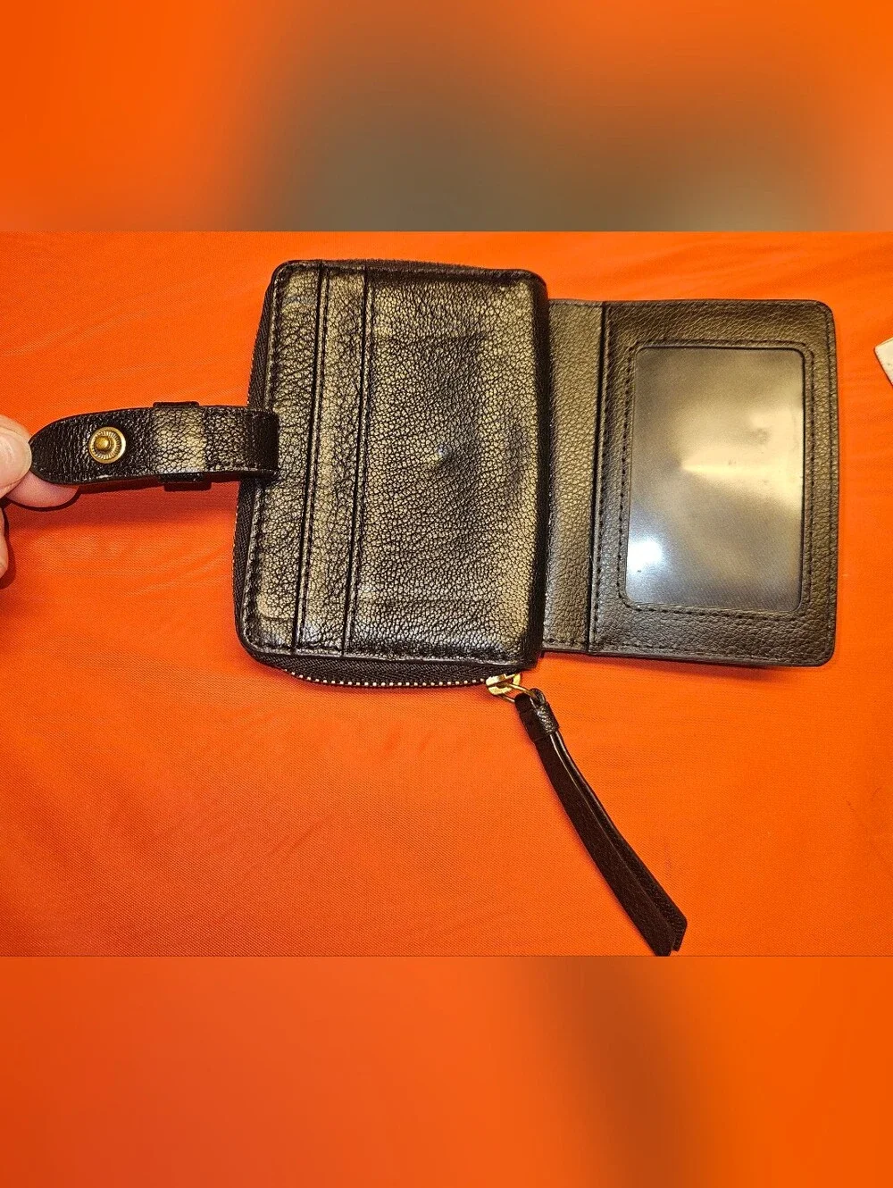 Fossil Logan RFID Mini Multifunction Wallet Zip Around & Snap Closure E.U.C.